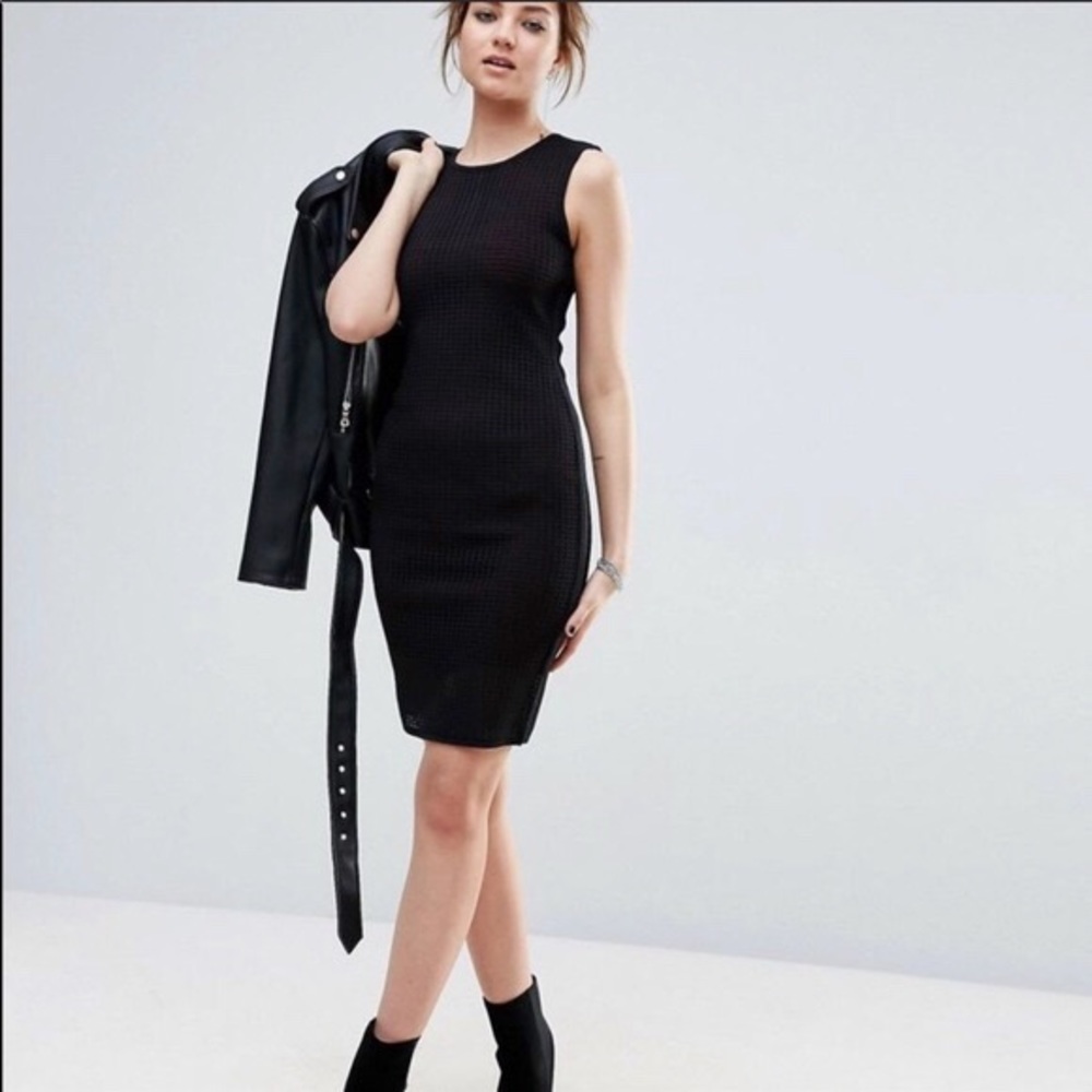 John + Jenn Mercedes Mesh Bodycon Dress Black - L
